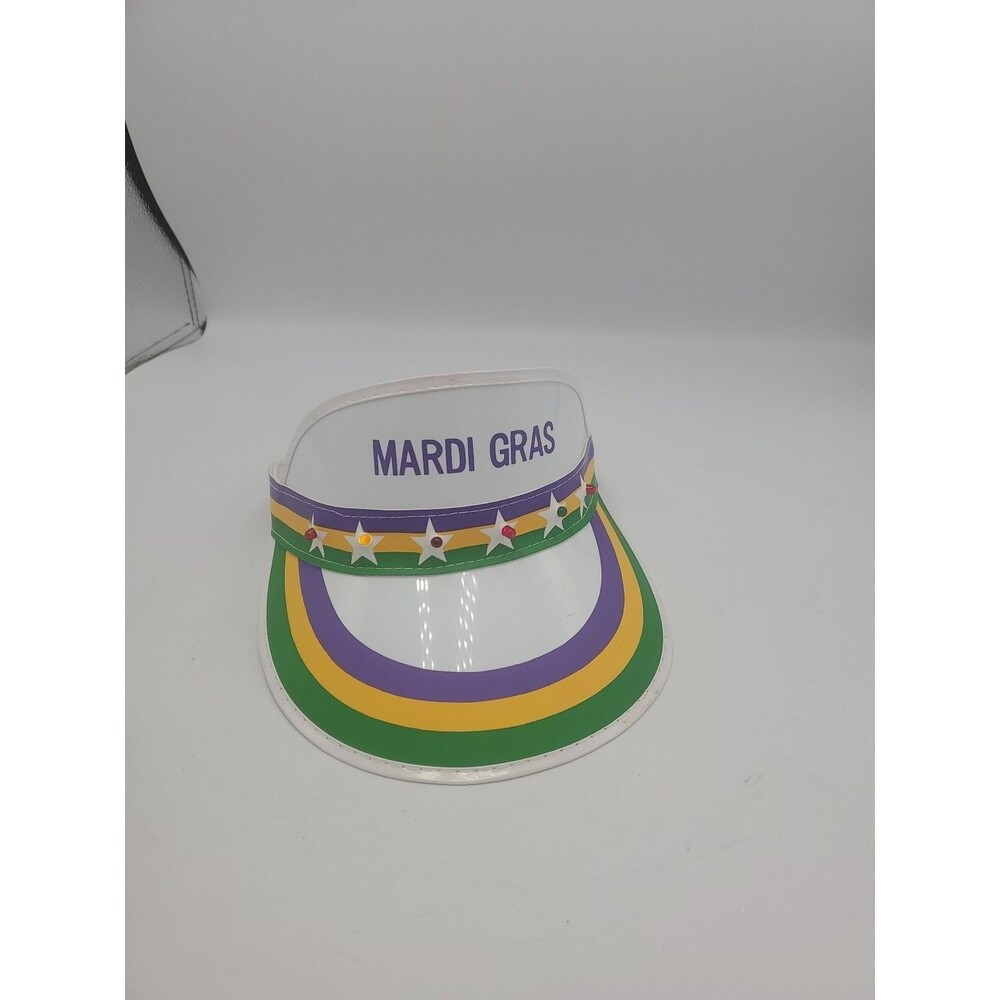Vtg Lighted Colorful Sun Visor New Orleans Mardi Gras Retro Hat Rainbow Headband